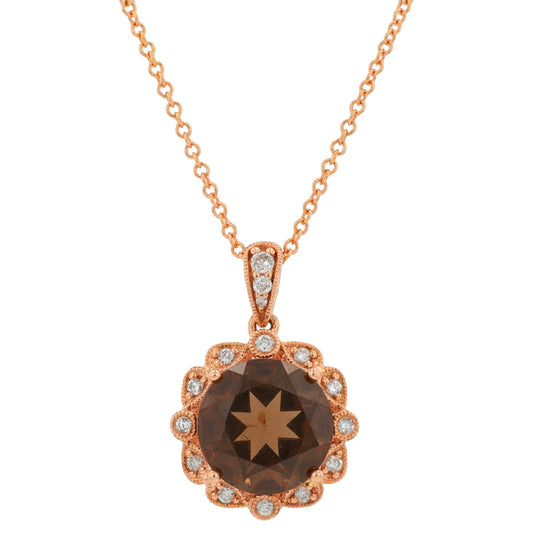 14K RG EFFY 3.66 CT Smoky Quartz Pendant