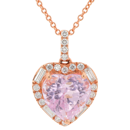 14K RG EFFY 4.20 CT Kunzite Heart Pendant