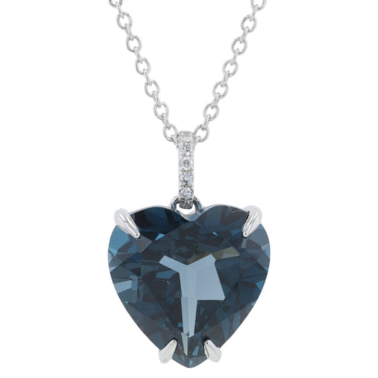14K WG EFFY 7 CT London Blue Topaz Heart Pendant
