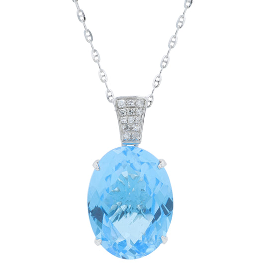 14K WG EFFY 11.25 CT Blue Topaz Pendant