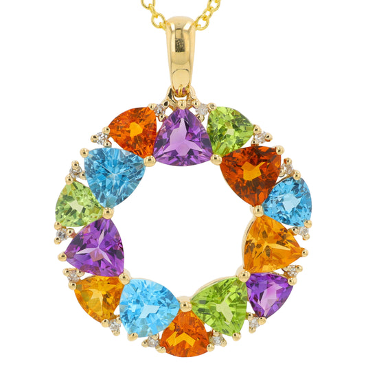 14K YG EFFY 5.60 CTW Multi Sapphire Pendant