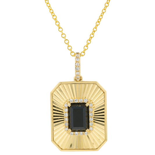 14K YG EFFY .90 CT Black Onyx Pendant