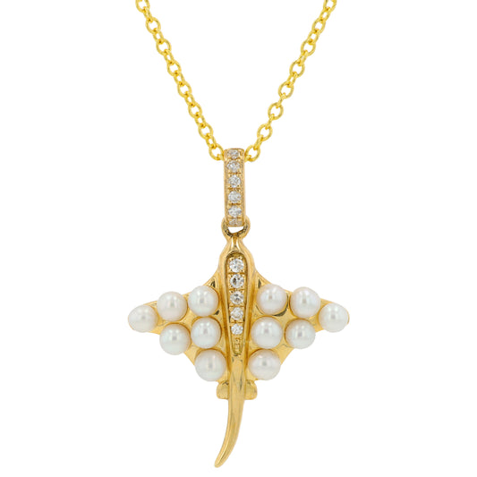 14K YG EFFY Freshwater Pearl String Ray Pendant