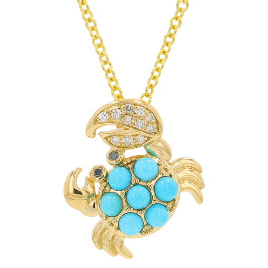 14K YG EFFY 0.45 CT Turquoise Crab Pendant