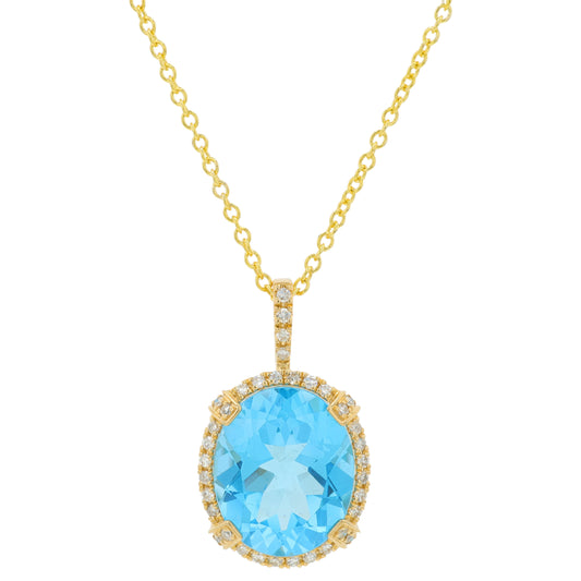 14K YG EFFY 5.70 CT Blue Topaz Pendant