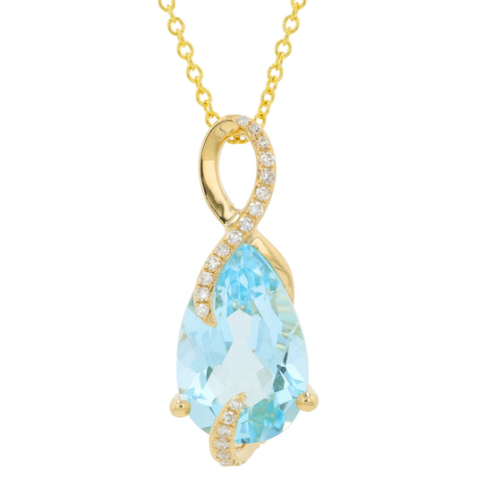 14K YG EFFY 7 CT Sky Blue Topaz Pendant