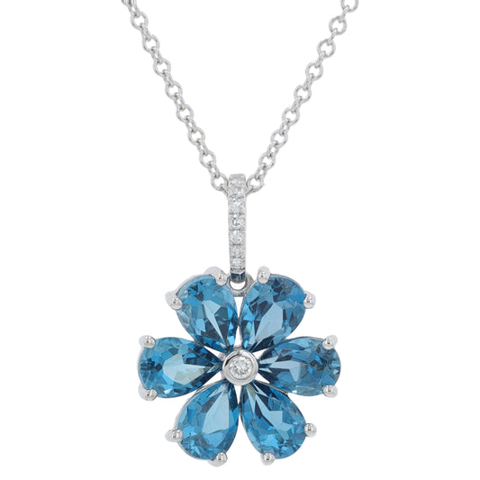 14K WG EFFY 3.40 CTW London Blue Topaz Flower Pendant