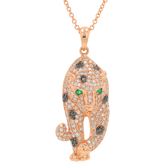 14K RG EFFY Diamond & Emerald Panther Pendant