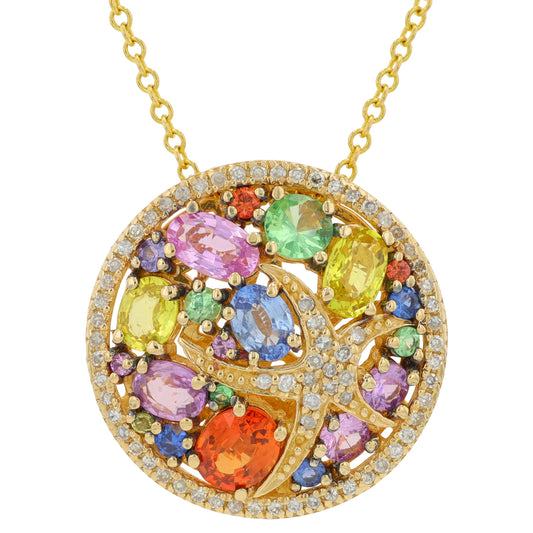 14K YG EFFY 2.43 CTW Multi Sapphire Starfish Pendant