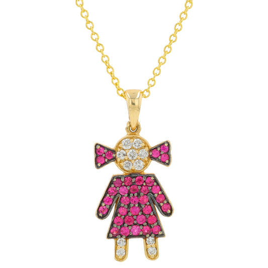 14K YG EFFY .37 CTW Ruby Girl Pendant