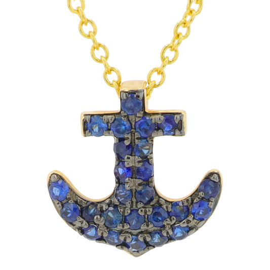 14K YG EFFY .39 CTW Sapphire Anchor Pendant