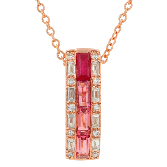 14K RG EFFY .30 CTW Ruby & Pink Tourmaline Pendant