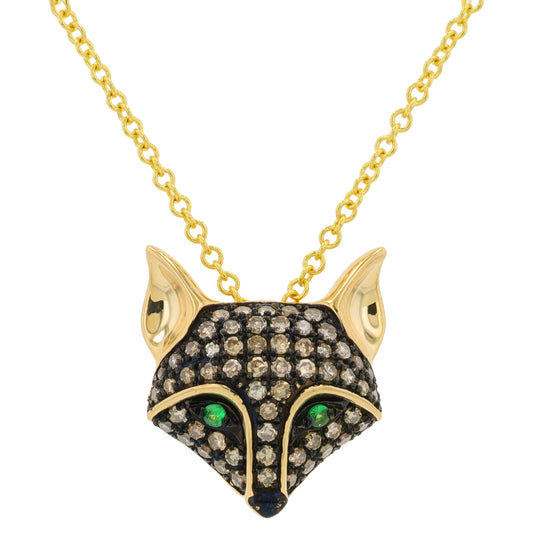 14K YG EFFY .02 CTW Tsavorite Fox Pendant