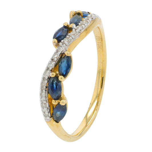 10K YG .60 CT Sapphire Band