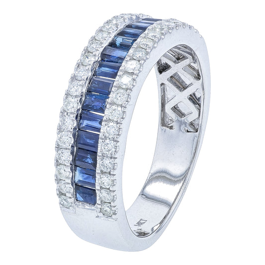 14K WG 1 CTW Sapphire Band