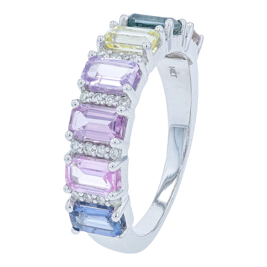 14K WG 2.25 CTW Multi Sapphire Ring