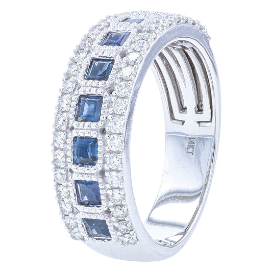 14K WG .90 CTW Sapphire Band