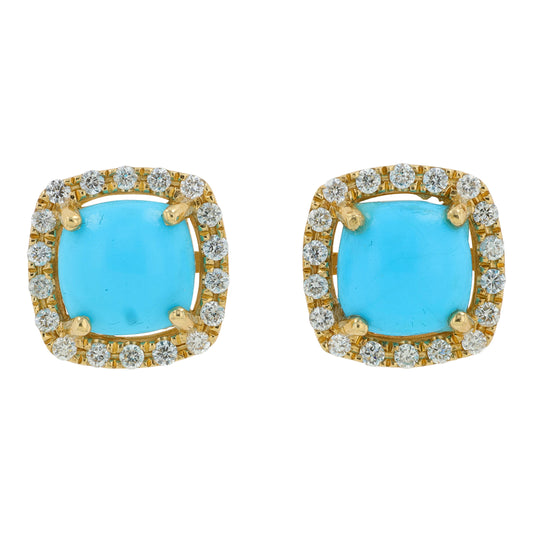 14K YG EFFY 2.10 CT Turquoise Studs