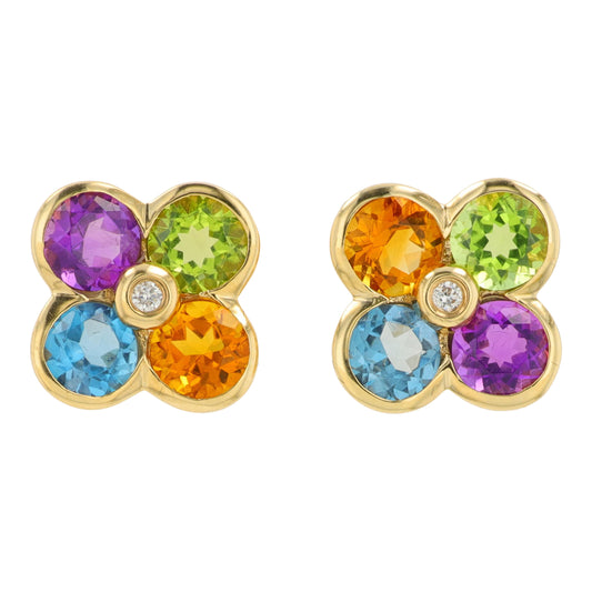 14K YG EFFY 2.25 CTW Multi Gemstone Studs