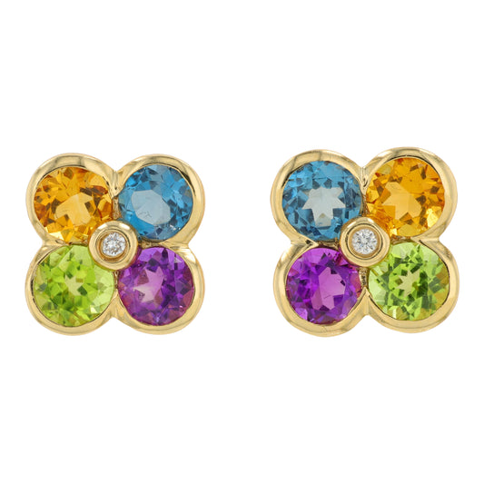 14K YG EFFY 2.25 CTW Multi Gemstone Earrings