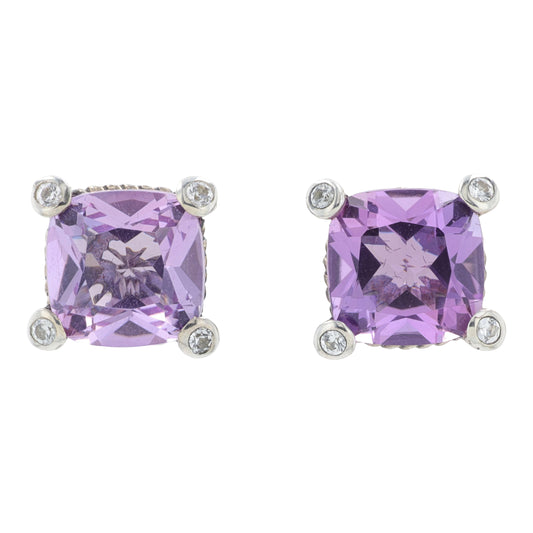 SS EFFY 7 CT Amethyst & White Sapphire Studs