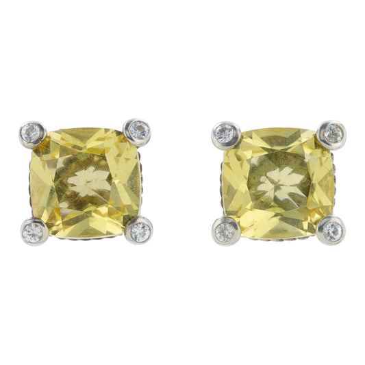 SS EFFY 7 CT Citrine & White Sapphire Studs