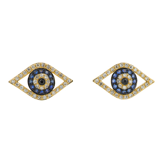 14K YG EFFY .14 CTW Sapphire Evil Eye Studs