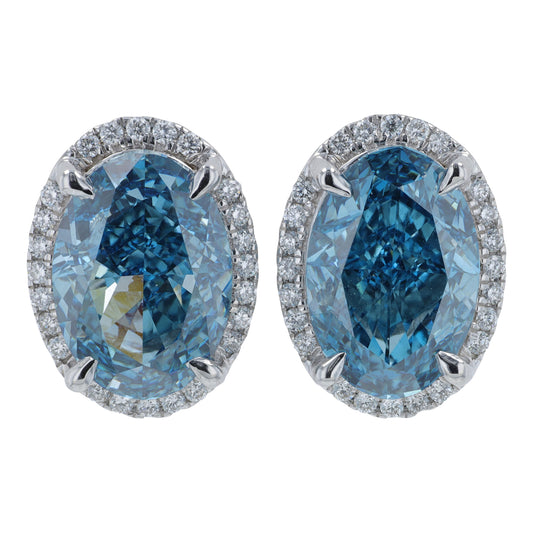 14K WG 10.75 CT Lab Grown Blue Diamond Earrings<p><strong>Lab Grown Diamond</p></strong>