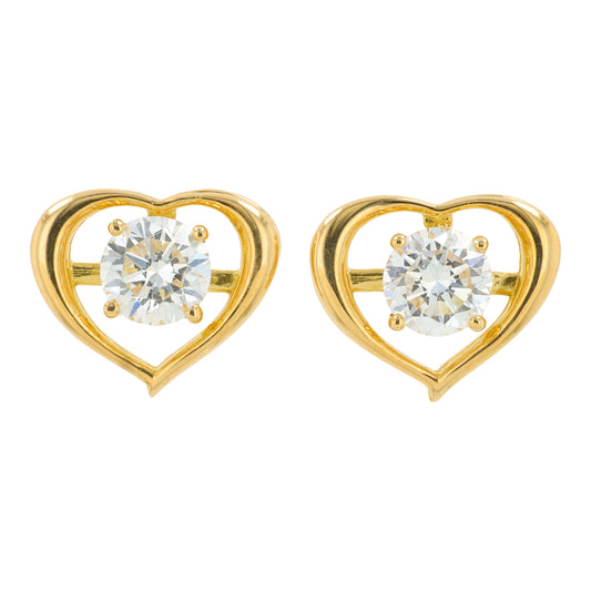 18K 1 CT Lab Grown Diamond Heart Earrings<p><strong>More Colors Available</p></strong><p><strong>Lab Grown Diamond</p></strong>
