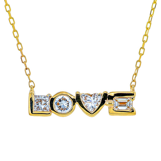 10K YG .80 CT Lab Grown Diamond 'Love' Necklace<p><strong>Lab Grown Diamond</p></strong>