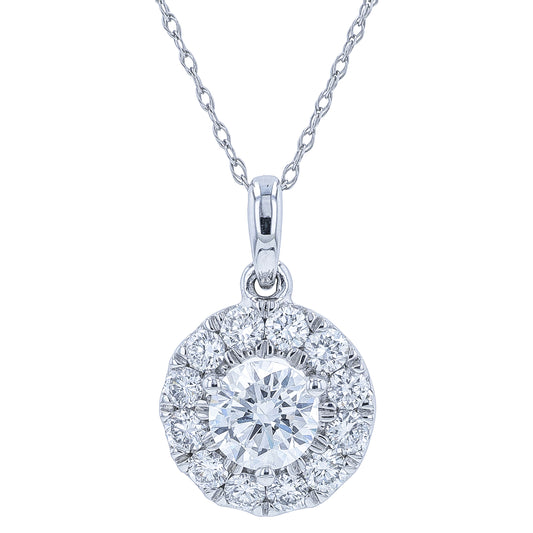 10K WG 1 CTW Diamond Halo Pendant<p><strong>Lab Grown Diamond</p></strong>