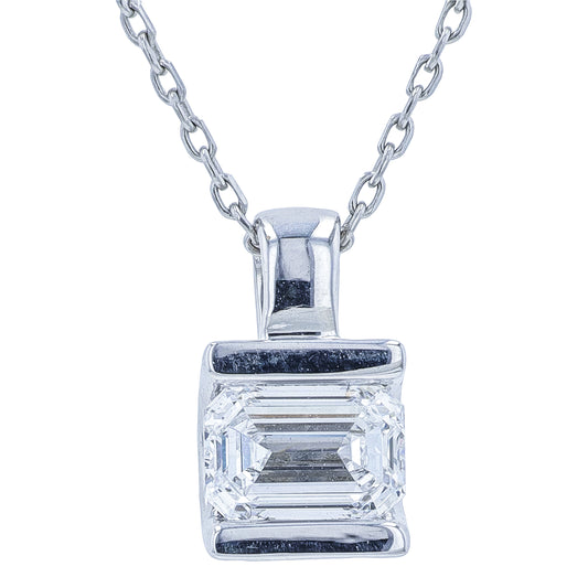 10K WG .75 CT Diamond Emerald Cut Pendant<p><strong>Lab Grown Diamond</p></strong>