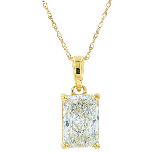 14K YG 2.50 CT Lab Grown Diamond Radiant Pendant<p><strong>Lab Grown Diamond</p></strong>