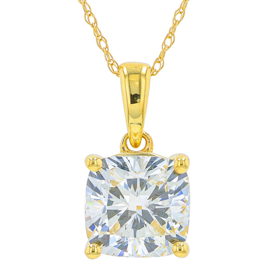 14K YG 2 CT Lab Grown Diamond Cushion Pendant<p><strong>Lab Grown Diamond</p></strong>