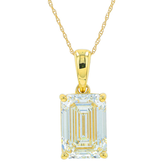 14K YG 7 CT Lab Grown Diamond Emerald Cut Pendant<p><strong>Lab Grown Diamond</p></strong>