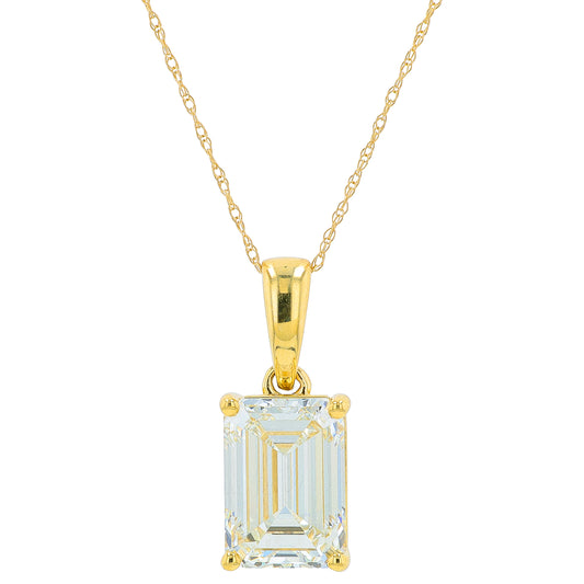 14K YG 4.50 CT Lab Grown Diamond Emerald Cut Pendant<p><strong>Lab Grown Diamond</p></strong>