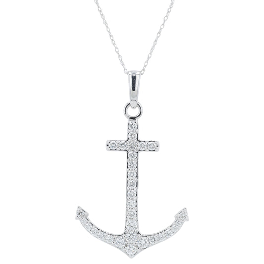 10K WG 1 CTW Diamond Anchor Pendant<p><strong>Lab Grown Diamond</p></strong>