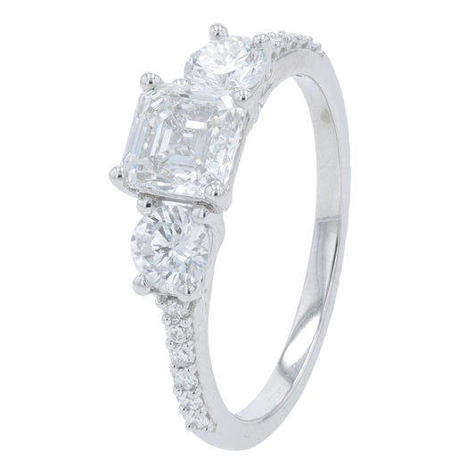 14K WG 1.50 CTW Lab Grown Diamond Asscher Cut Engagement Ring<p><strong>Lab Grown Diamond</p></strong>