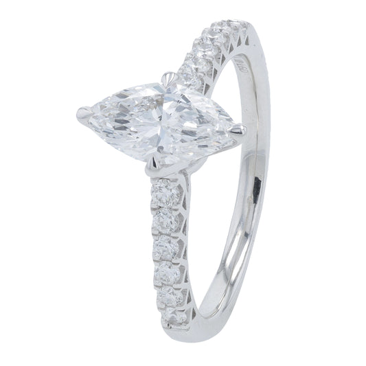 14K WG 1.25 CTW Lab Grown Diamond Marquise Engagement Ring<p><strong>Lab Grown Diamond</p></strong>