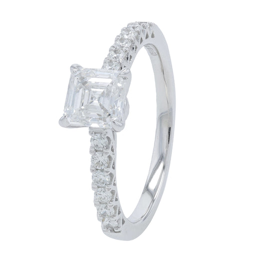 14K WG 1.25 CTW Lab Grown Diamond Asscher Cut Engagement Ring<p><strong>Lab Grown Diamond</p></strong>