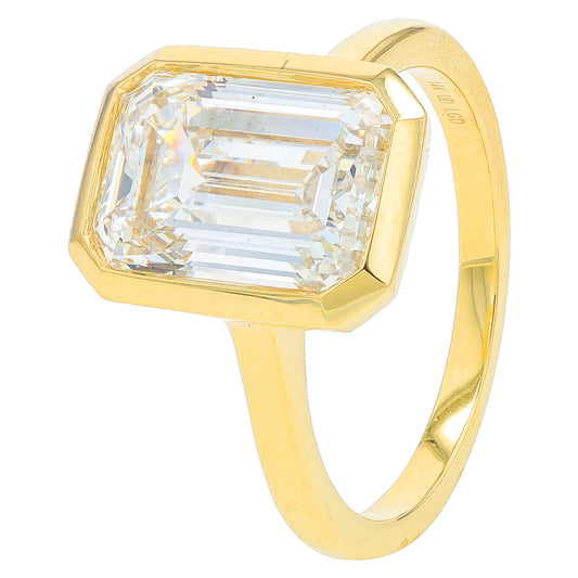 14K 4 CT Emerald Cut Lab Grown Diamond Bezel Engagement Ring<p><strong>Lab Grown Diamond</p></strong><p><strong>More Colors Available</p></strong>