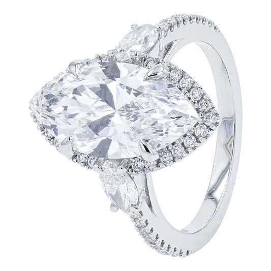 14K WG 4.85 CTW Lab Grown Diamond Marquise Engagement Ring<p><strong>Lab Grown Diamond</p></strong>