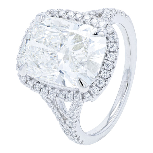 14K WG 7.50 CTW Lab Grown Diamond Elongate Cushion Engagement Ring<p><strong>Lab Grown Diamond</p></strong>