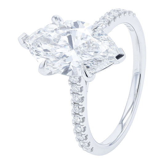 14K WG 3.26 CTW Lab Grown Diamond Marquise Engagement Ring<p><strong>Lab Grown Diamond</p></strong>