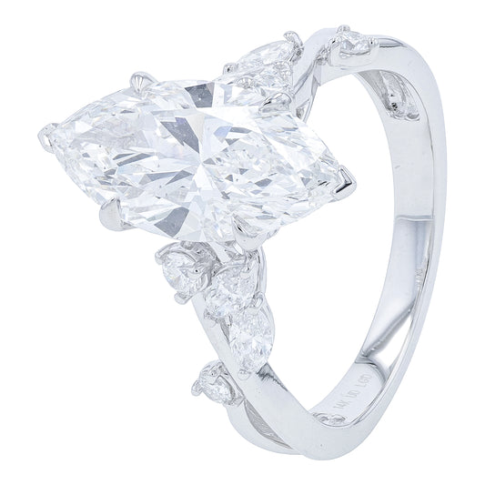 14K WG 3.50 CTW Lab Grown Diamond Marquise Engagement Ring<p><strong>Lab Grown Diamond</p></strong> <p><strong>IGI Available</p></strong>