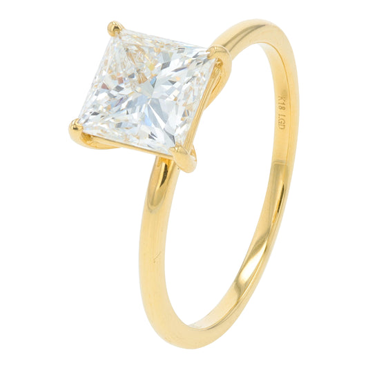 18K YG 1.71 CTW Lab Grown Diamond Princess Cut Engagement Ring<p><strong>Lab Grown Diamond</p></strong>