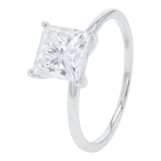 18K WG 1.96 CTW Lab Grown Diamond Princess Cut Engagement Ring<p><strong>Lab Grown Diamond</p></strong>