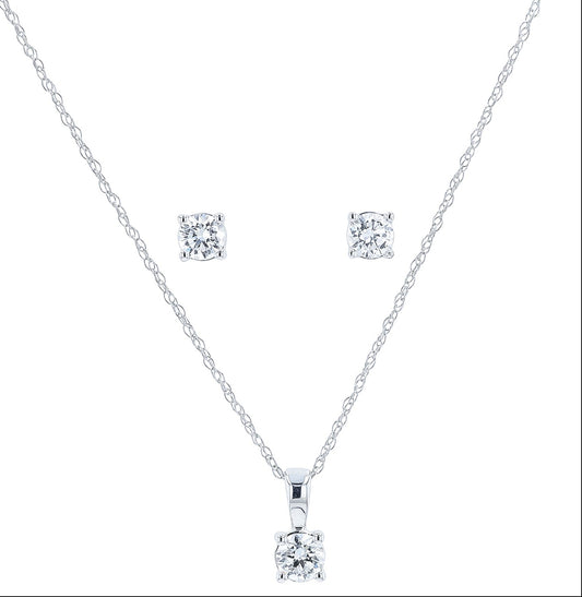 10K WG .50 CT Lab Grown Diamond Earring & Pendant Set<p><strong>Lab Grown Diamond</p></strong>