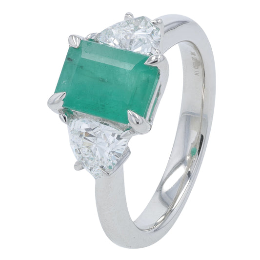 14K WG Lab Grown Diamond & Emerald Ring <p><strong>Lab Grown</p></strong>