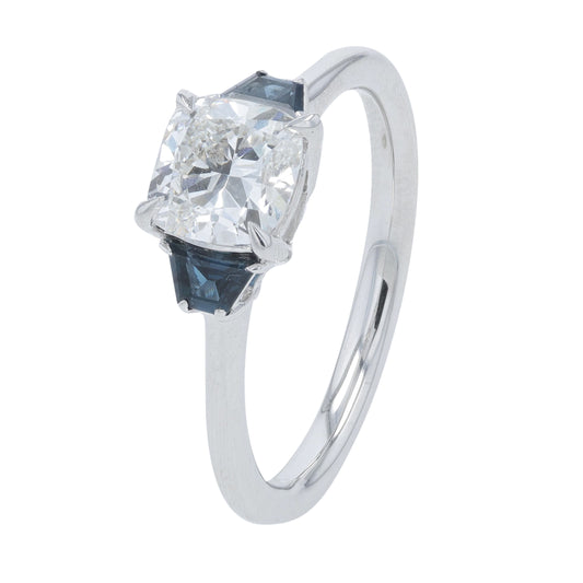 14K WG Lab Grown Diamond & Sapphire Ring <p><strong>Lab Grown </p></strong>